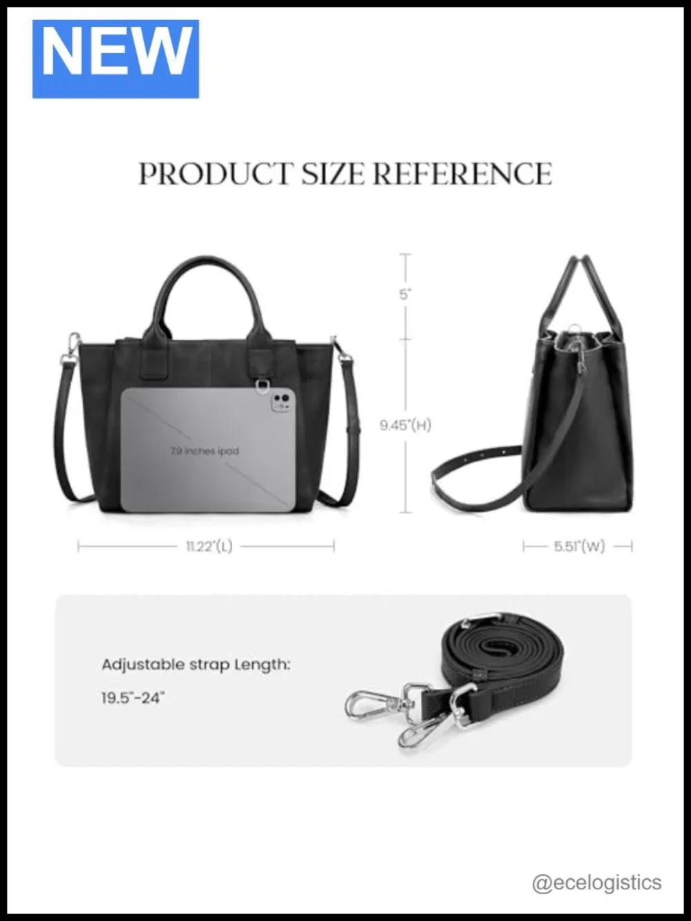 Genuine Leather Triple Pocket Satchel Tote Crossbody Handbag